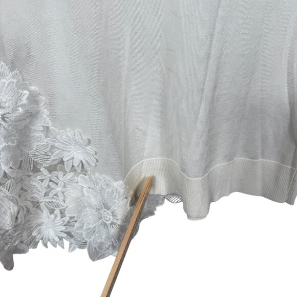 Semicouture Sweater Womens Medium White Embroidered Floral Mesh Lightweight - Picture 10 of 11